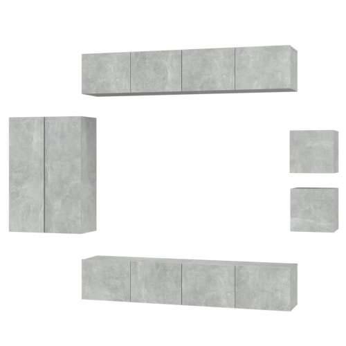 8-dijelni set TV ormarića siva boja betona konstruirano drvo Beton siva 8 90 cm Cijena