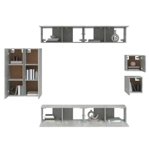 8-dijelni set TV ormarića siva boja betona konstruirano drvo Beton siva 8 90 cm Cijena