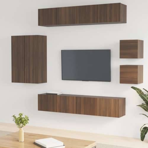 8-dijelni set TV ormarića boja smeđeg hrasta konstruirano drvo - Smeđi hrast 8 90 cm Cijena