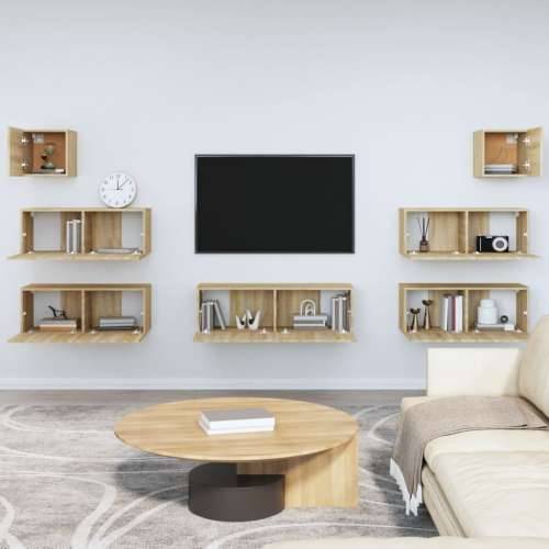 7-dijelni set TV ormarića boja hrasta sonome konstruirano drvo - sonoma hrast 7 Cijena