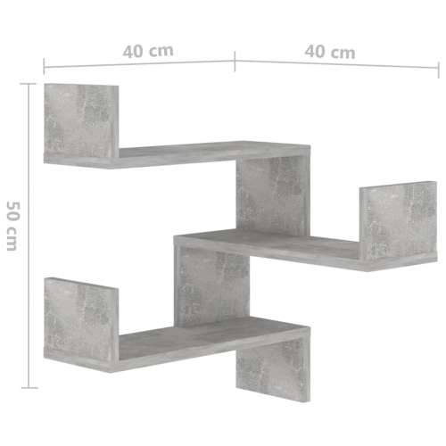 Zidne kutne police boja betona 40x40x50 cm konstruirano drvo Cijena