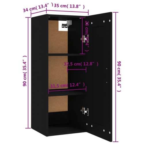Viseći ormarić crni 35 x 34 x 90 cm od konstruiranog drva - Crna 1 Cijena