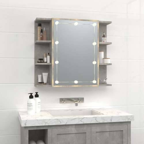 Ormarić s ogledalom i LED svjetlima boja betona 70x16,5x60 cm - Beton siva 1 Cijena