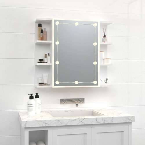 Ormarić s ogledalom i LED svjetlima sjajni bijeli 70x16,5x60 cm - Visoko sjajno bijela 1 Cijena
