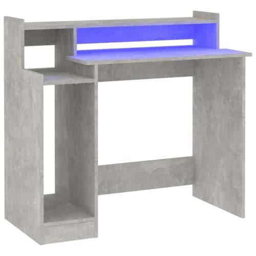 Radni stol s LED svjetlima sivi 97x45x90 cm konstruirano drvo Cijena