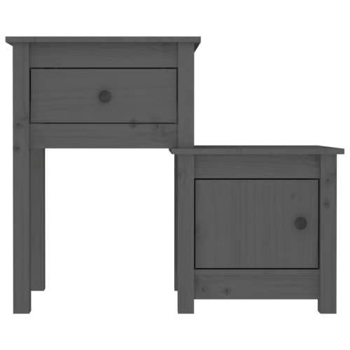 Noćni ormarić sivi 79,5 x 38 x 65,5 cm od masivne borovine - Siva 1 Cijena