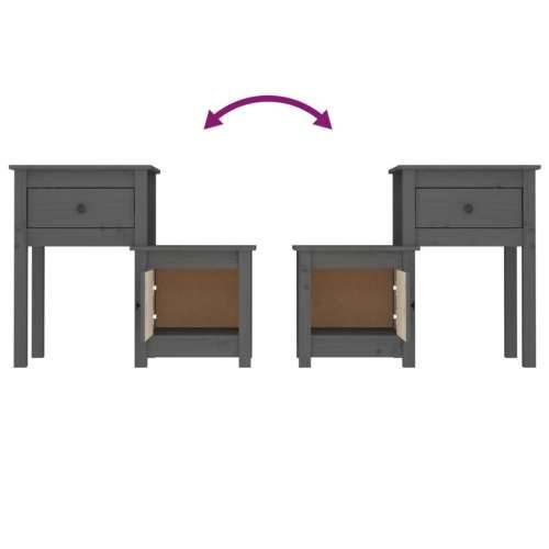 Noćni ormarić sivi 79,5 x 38 x 65,5 cm od masivne borovine - Siva 1 Cijena
