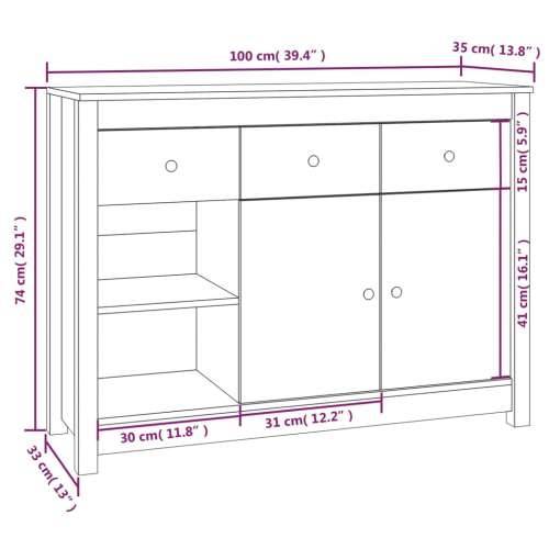 Komoda 100 x 35 x 74 cm od masivne borovine - Prirodna 1 Cijena