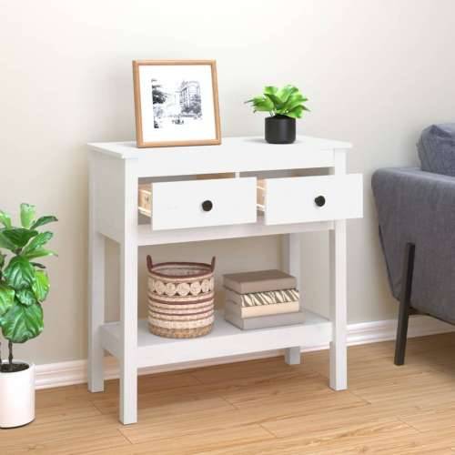 Konzolni stol bijeli 75 x 35 x 75 cm od masivne borovine - Bijela 1 75 cm Cijena