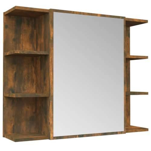 Kupaonski ormarić s ogledalom hrast 80 x 20,5 x 64 cm drveni - Dimljeni hrast 1 Cijena