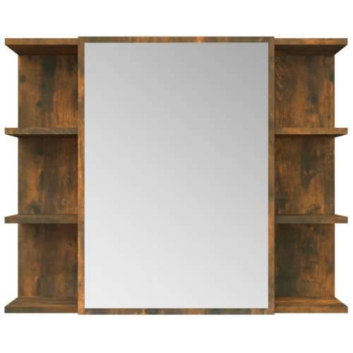 Kupaonski ormarić s ogledalom hrast 80 x 20,5 x 64 cm drveni - Dimljeni hrast 1 Cijena