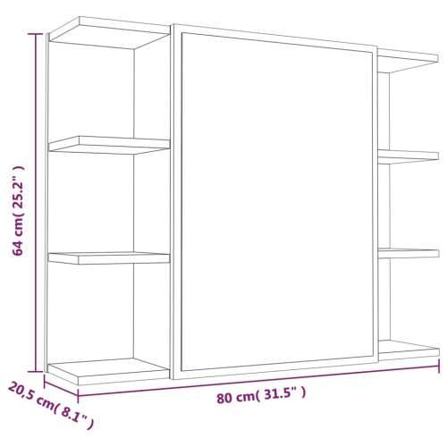 Kupaonski ormarić s ogledalom hrast 80 x 20,5 x 64 cm drveni - Dimljeni hrast 1 Cijena