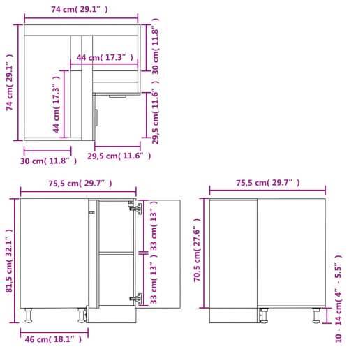 Kuhinjski ormarić “Lyon” dimljeni hrast 75,5 x 75,5 x 81,5 cm - Dimljeni hrast 75.5 x 75.5 x 81.5 cm 1 1x corner bottom cabinet  Cijena