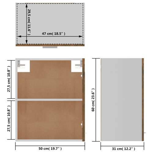 Viseći ormarić “Lyon” dimljeni hrast 50 x 31 x 60 cm - Dimljeni hrast 50 x 31 x 60 cm 1 1x hanging cabinet (1 door) Cijena