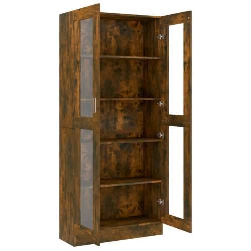 Vitrina boja dimljenog hrasta 82,5 x 30,5 x 185,5 cm drvena - Dimljeni hrast 1 185.5 cm Cijena