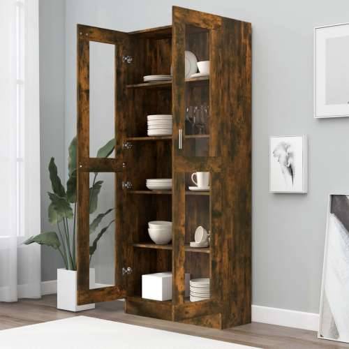 Vitrina boja dimljenog hrasta 82,5 x 30,5 x 185,5 cm drvena - Dimljeni hrast 1 185.5 cm Cijena