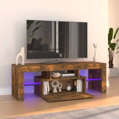 TV ormarić s LED svjetlima boja dimljenog hrasta 120x35x40 cm - Dimljeni hrast 1 Cijena