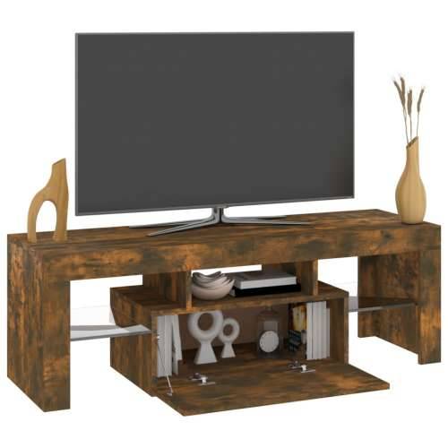 TV ormarić s LED svjetlima boja dimljenog hrasta 120x35x40 cm - Dimljeni hrast 1 Cijena