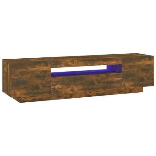 TV ormarić s LED svjetlima boja dimljenog hrasta 160x35x40 cm - Dimljeni hrast 1 Cijena