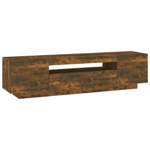 TV ormarić s LED svjetlima boja dimljenog hrasta 160x35x40 cm - Dimljeni hrast 1 Cijena