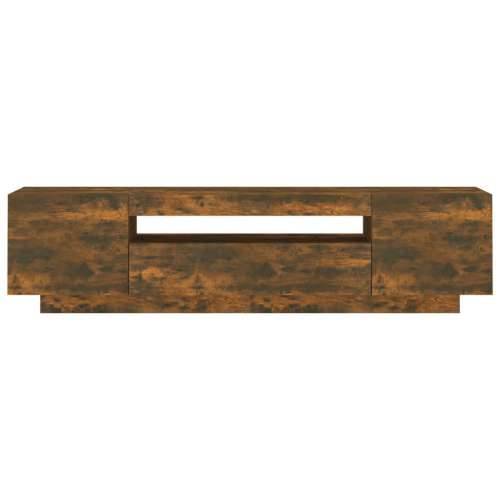 TV ormarić s LED svjetlima boja dimljenog hrasta 160x35x40 cm - Dimljeni hrast 1 Cijena