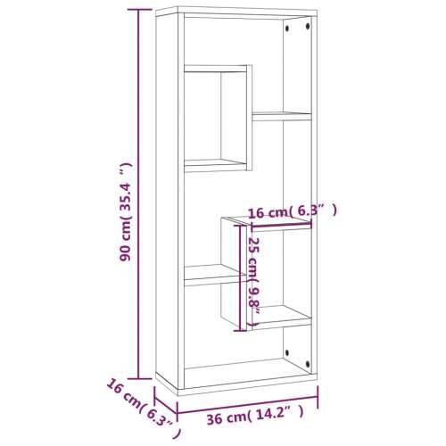 Zidna polica boja dimljenog hrasta 36x16x90cm konstruirano drvo - Dimljeni hrast 1 Cijena