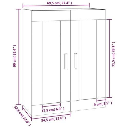 Zidni ormarić smeđi hrast 69,5 x 32,5 x 90 cm konstruirano drvo Cijena