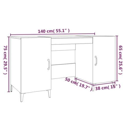 Radni stol boja dimljenog hrasta 140x50x75 cm konstruirano drvo - Dimljeni hrast Cijena