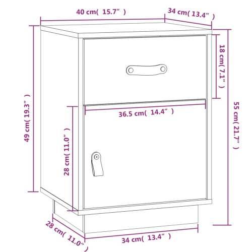Noćni ormarić 40 x 34 x 45 cm od masivne borovine - Prirodna 1 Cijena