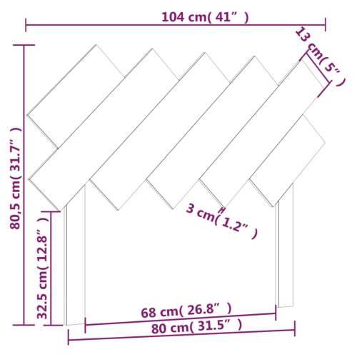 Uzglavlje za krevet crno 104 x 3 x 80,5 cm od masivne borovine - Crna 104 x 80.5 cm 1 Cijena