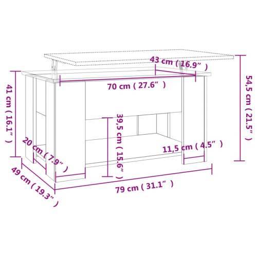 Stolić za kavu smeđi hrast 79 x 49 x 41 cm konstruirano drvo - Smeđi hrast 79 x 49 x 42.5 cm 1 Cijena