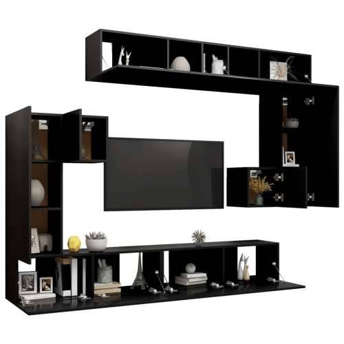 8-dijelni set TV ormarića crni od konstruiranog drva - Crna 8 100 cm Cijena