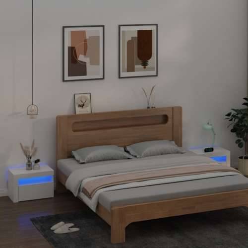 Noćni ormarići 2 kom s LED svjetlima bijeli 60 x 35 x 40 cm - Bijela 2 Cijena