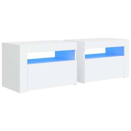 Noćni ormarići 2 kom s LED svjetlima bijeli 60 x 35 x 40 cm - Bijela 2 Cijena