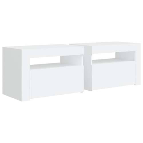 Noćni ormarići 2 kom s LED svjetlima bijeli 60 x 35 x 40 cm - Bijela 2 Cijena