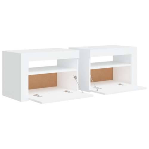 Noćni ormarići 2 kom s LED svjetlima bijeli 60 x 35 x 40 cm - Bijela 2 Cijena