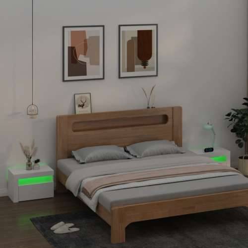 Noćni ormarići 2 kom s LED svjetlima bijeli 60 x 35 x 40 cm - Bijela 2 Cijena