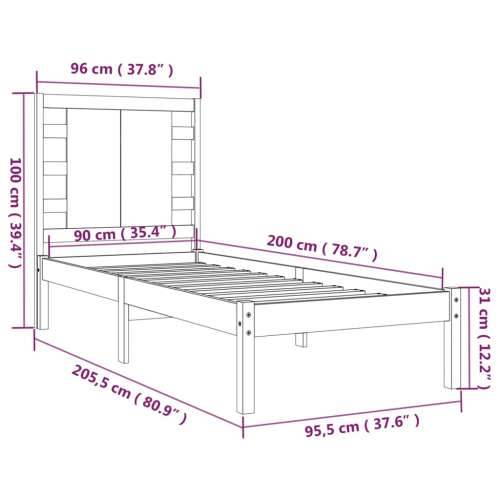 Okvir kreveta bez madraca 90 x 200 cm od masivne borovine - Prirodna 90 x 200 cm Cijena