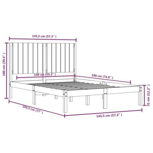 Okvir za krevet od masivne borovine crni 140 x 190 cm - Crna 140 x 190 cm Cijena