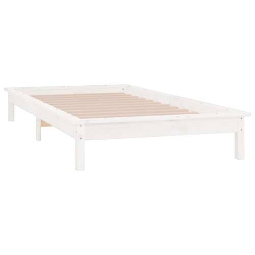 LED okvir kreveta bijeli 90 x 190 cm mali od masivnog drva - Bijela 90 x 190 cm Cijena
