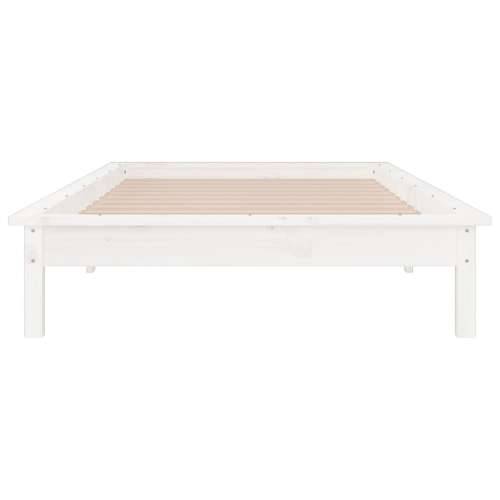 LED okvir kreveta bijeli 90 x 190 cm mali od masivnog drva - Bijela 90 x 190 cm Cijena