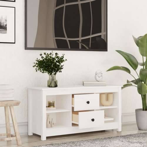 TV ormarić bijeli 103 x 36,5 x 52 cm od masivne borovine - Bijela 1 Cijena