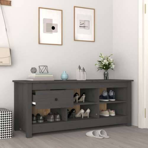 Ormarić za cipele sivi 110 x 38 x 45,5 cm od masivne borovine - Siva 1 Cijena