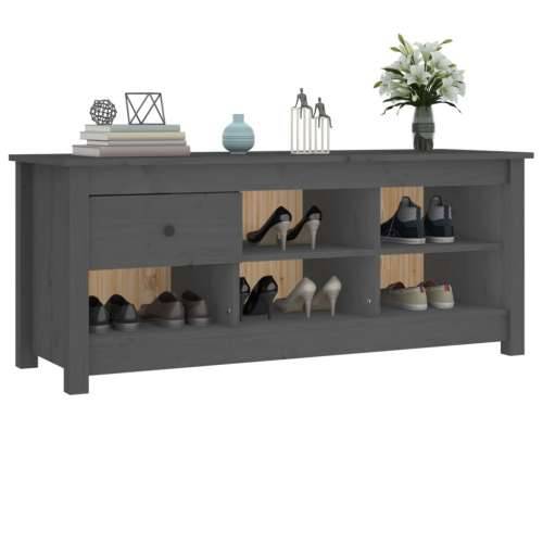 Ormarić za cipele sivi 110 x 38 x 45,5 cm od masivne borovine - Siva 1 Cijena