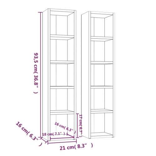 Ormarići za CD-ove 2 kom boja hrasta 21 x 16 x 93,5 cm drveni - Sivi hrast sonoma 2 Cijena