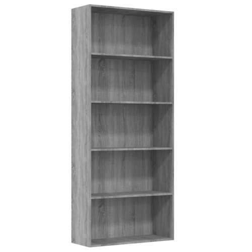 Ormarić za knjige s 5 razina boja hrasta 80x30x189 cm drveni - Sivi hrast sonoma 1 189 cm 80 cm Cijena