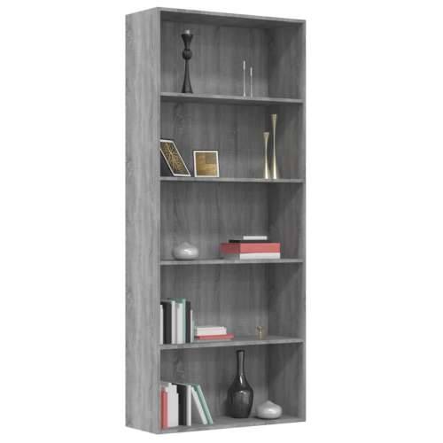Ormarić za knjige s 5 razina boja hrasta 80x30x189 cm drveni - Sivi hrast sonoma 1 189 cm 80 cm Cijena