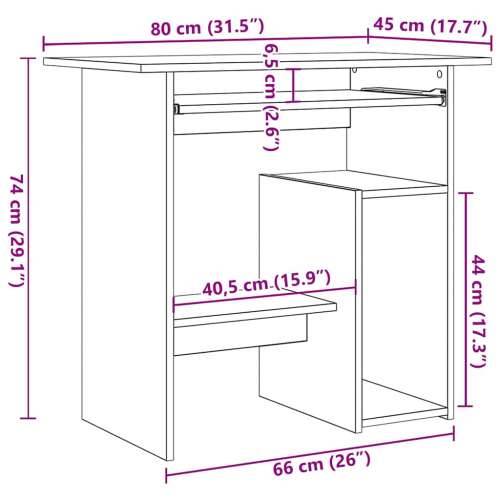 Radni stol boja hrasta sonome 80 x 45 x 74 cm konstruirano drvo - Sivi hrast sonoma Cijena