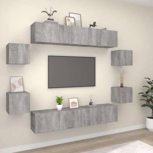 8-dijelni set TV ormarića sivog sonome konstruirano drvo - Sivi hrast sonoma 8 80 cm Cijena
