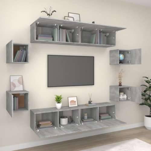 8-dijelni set TV ormarića sivog sonome konstruirano drvo - Sivi hrast sonoma 8 80 cm Cijena